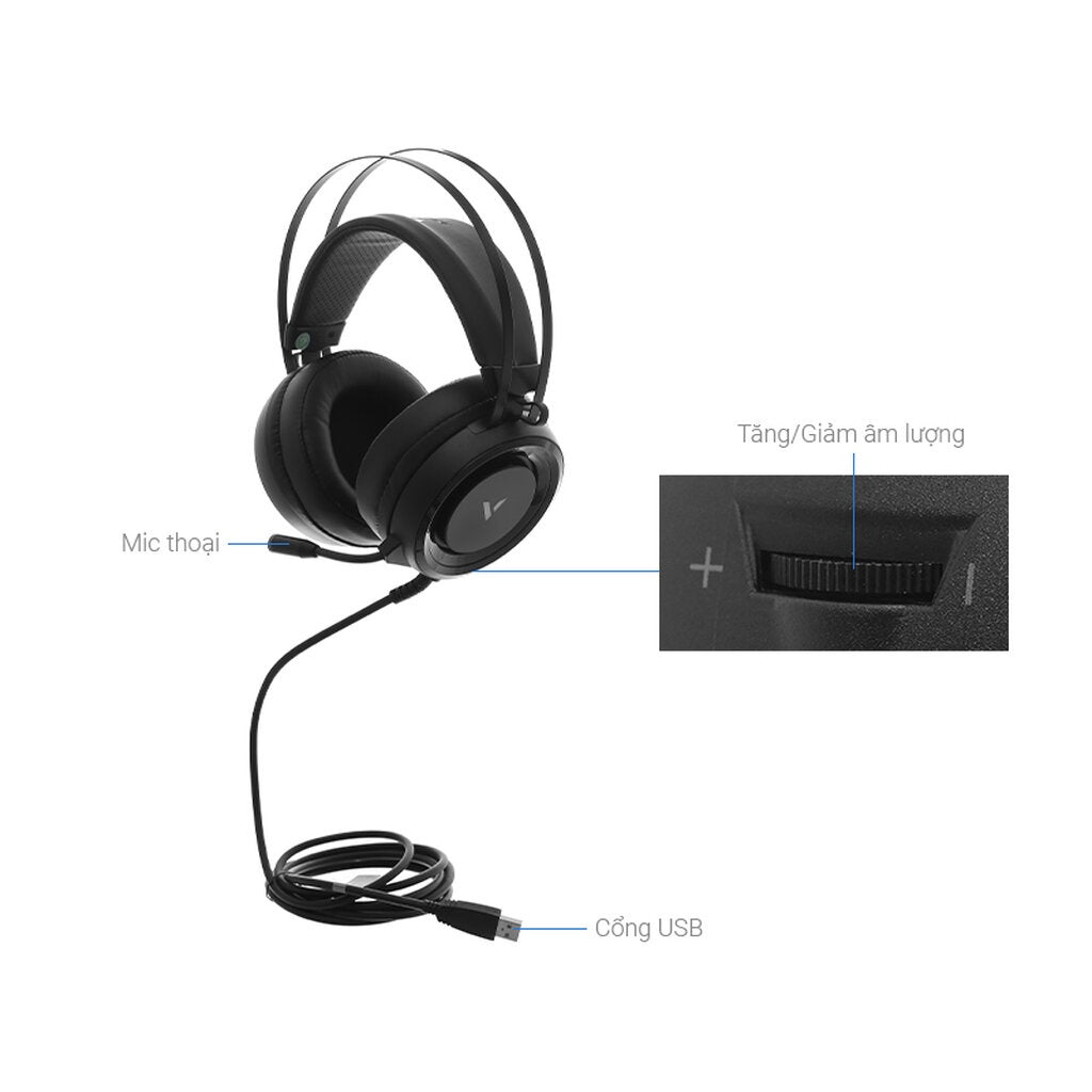 RAPOO VH500 VIRTUAL 7.1 CHANNELS RGB (BLACK)