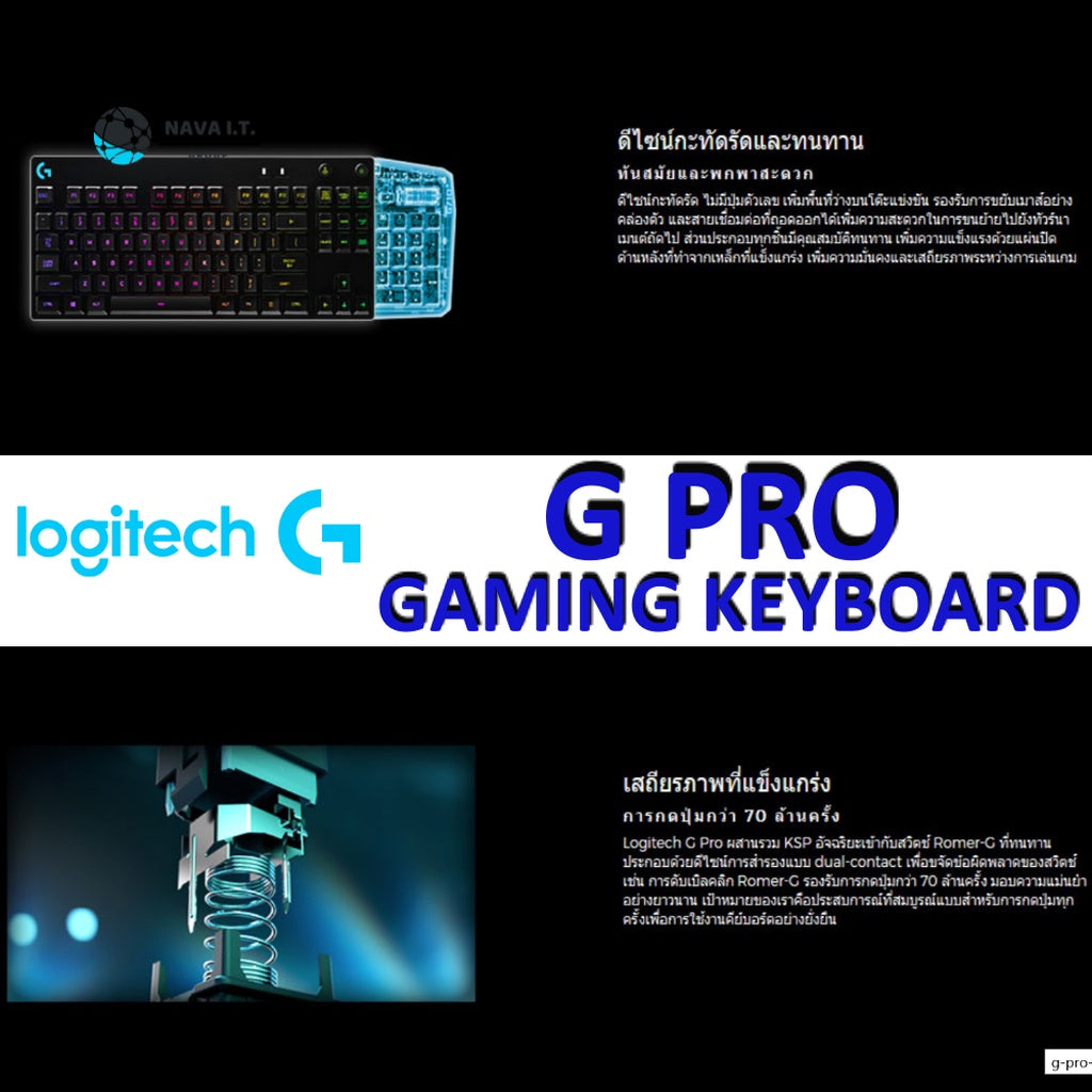 LOGITECH G PRO MECHANICAL GAMING KEYBOARD WITH GX BLUE CLICKY (EN/TH)