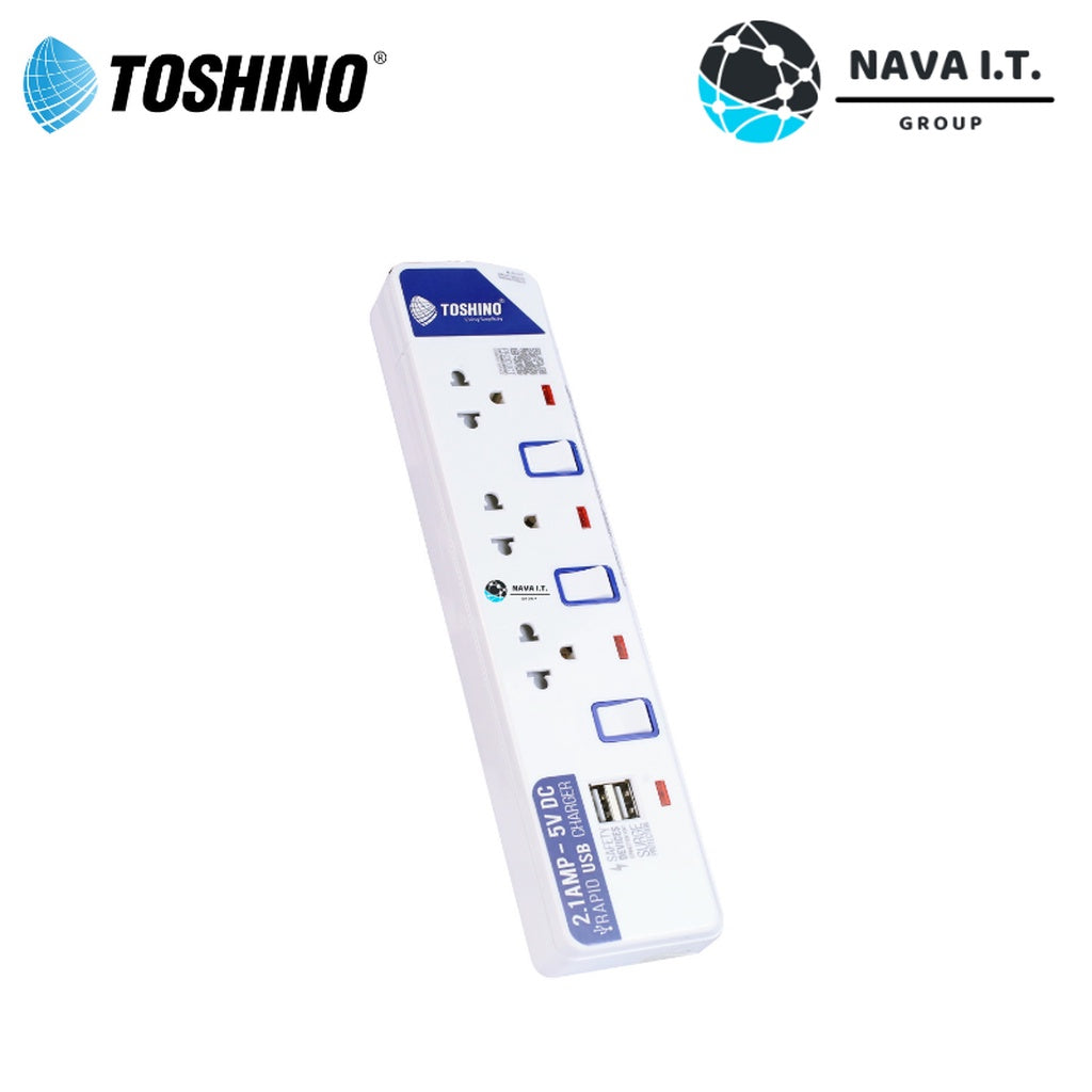 🛵มีส่งด่วน💨 TOSHINO ET-913 USB ปลั๊กไฟ ปลั๊กพ่วง 3 ช่องสายไฟยาว 3เมตร WARRANTY 3 YEAR