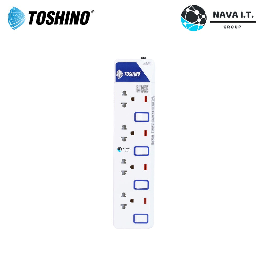 TOSHINO ET-914 5M ปลั๊กไฟ ปลั๊กพ่วง 4 ช่องสายไฟยาว 5 เมตร WARRANTY 3 YEAR