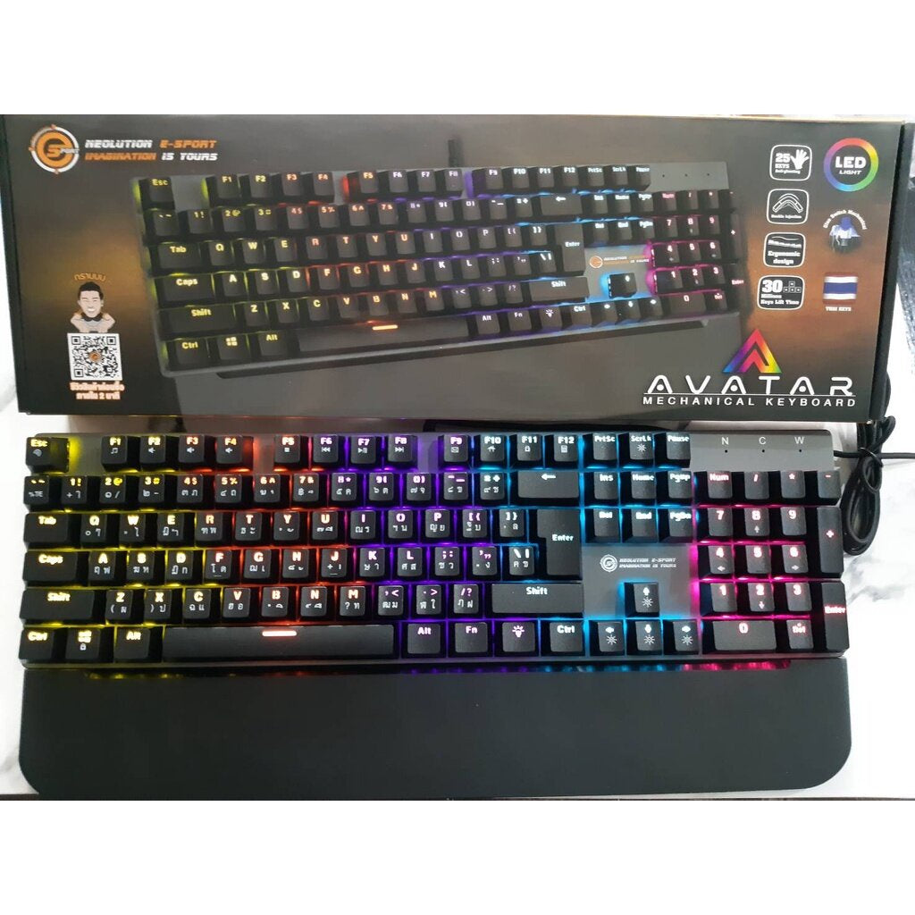 KEYBOARD (คีย์บอร์ด) NEOLUTION E-SPORT AVATAR (BLUE SWITCH) (RAINBOW LED) EN/TH