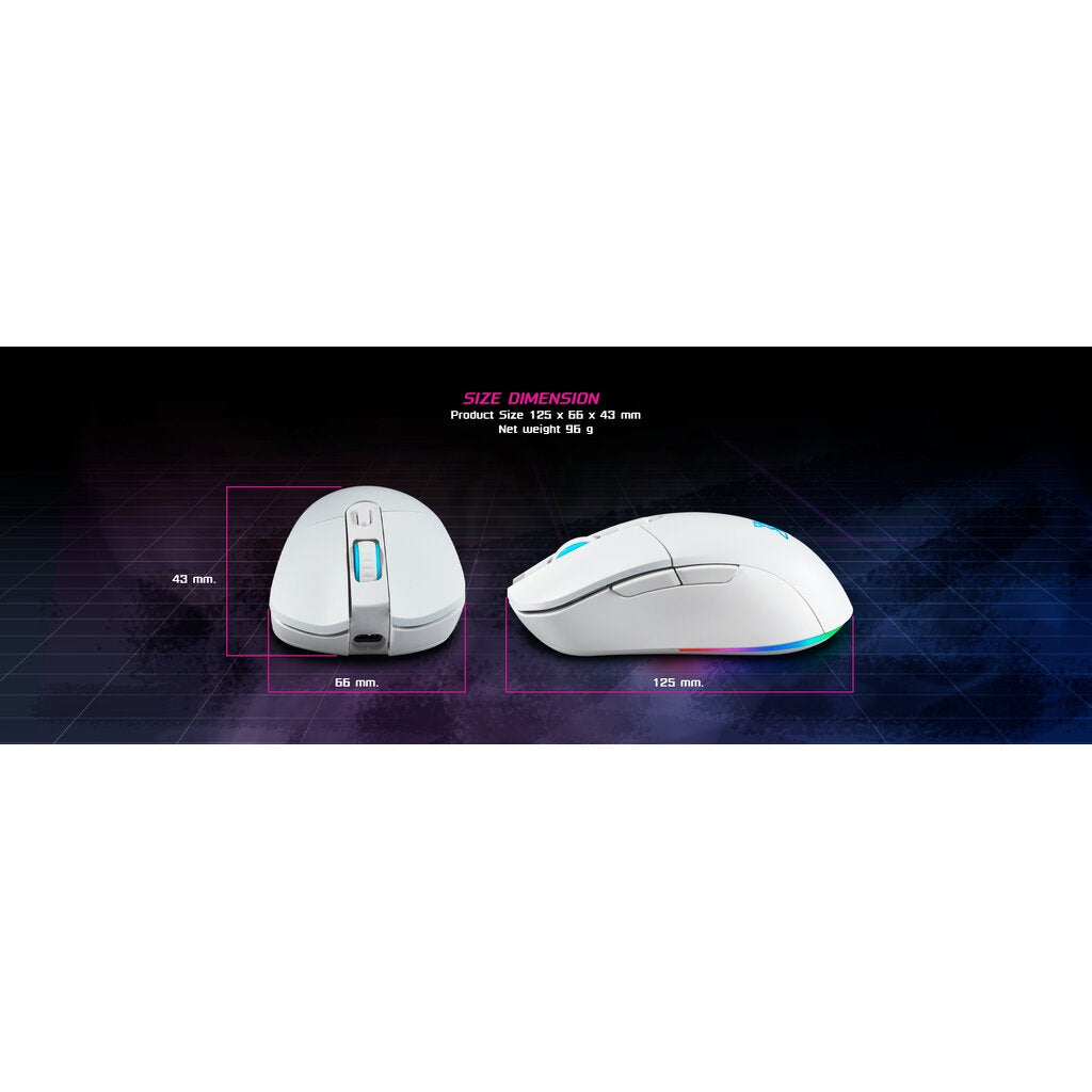 NUBWO เมาส์เกมมิ่ง เมาส์ไร้สาย X55 WHITE ARCADIA WIRELESS MACRO MOUSE ประกัน 2ปี