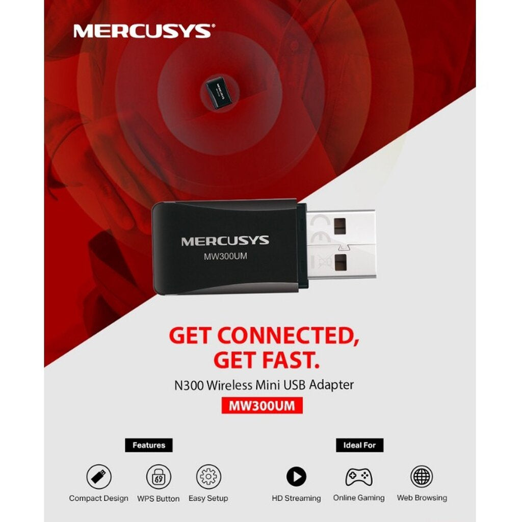 MERCUSYS MW300UM N300 WIRELESS MINI USB ADAPTER ประกัน 1ปี