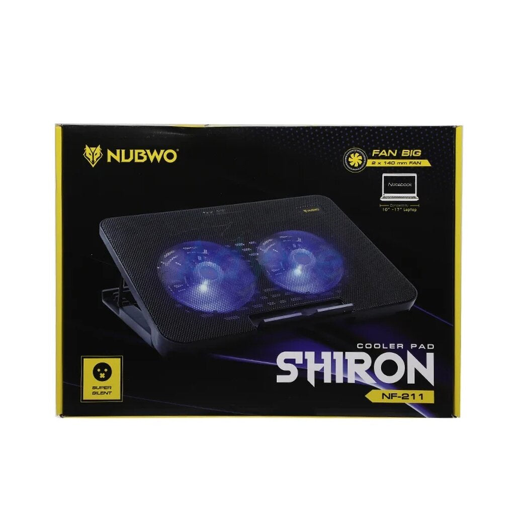 NUBWO SHIRON NF-211 พัดลมโน๊ตบุ๊ค 2ใบพัด BLACK ปรับระดับความสูงได้