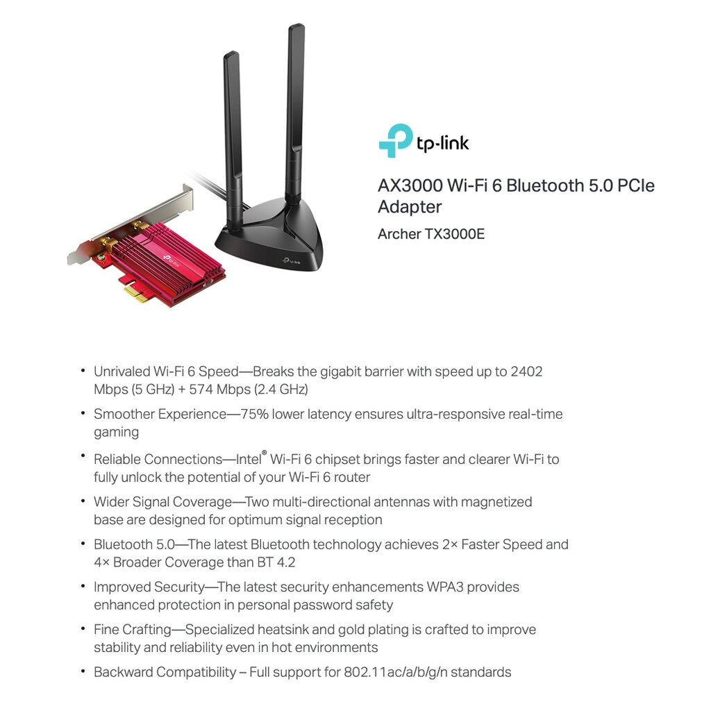 TP-LINK ARCHER TX3000E การ์ด WIFI 6 BLUETOOTH 5.0 รับประกัน LT