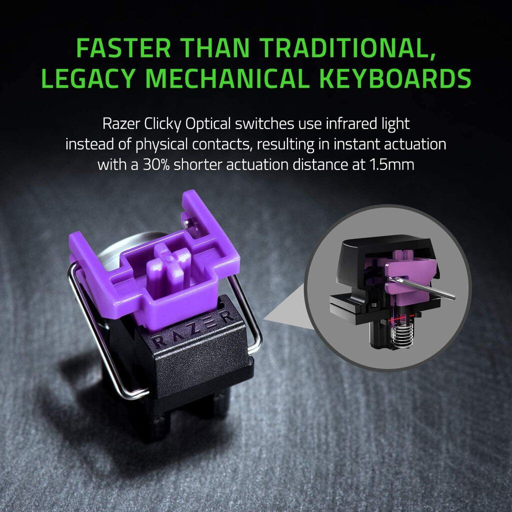 Razer Huntsman Mini Optical Clicky Purple Switch PBT Keycaps USB-C Black