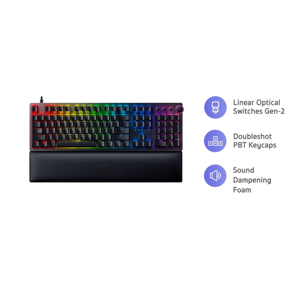 RAZER HUNTSMAN V2 OPTICAL (CLICKY PURPLE SWITCH) GAMING KEYBOARD US LAYOUT