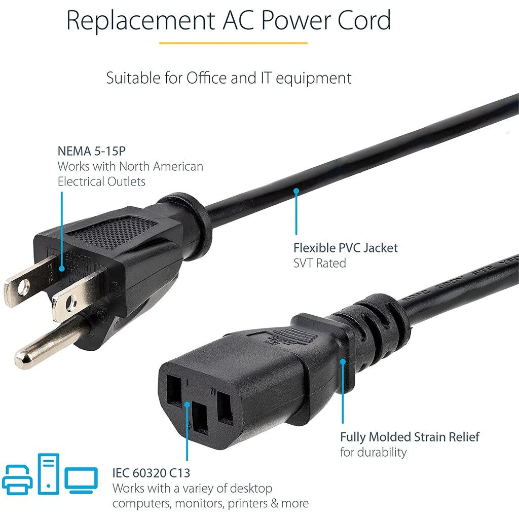 สาย POWER AC Cable 3 หัวแบน US PowerCable 1.5เมตร for Computers,TVs