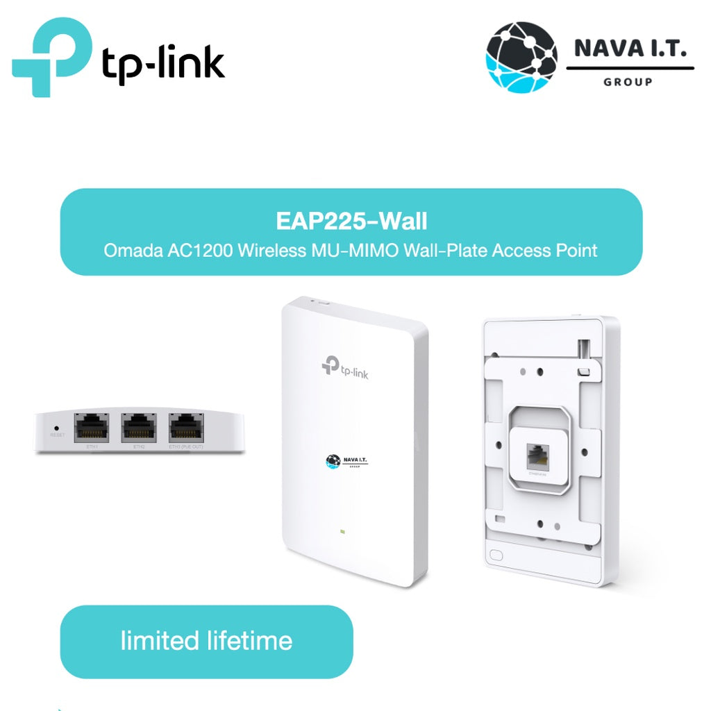 TP-LINK EAP225-WALL OMADA AC1200 WIRELESS MU-MIMO WALL-PLATE ACCESS POINT