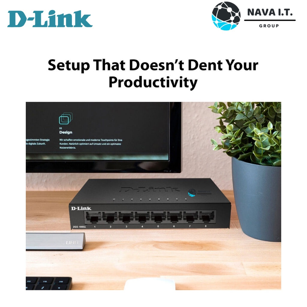 D-LINK DGS-108GL 8 PORT GIGABIT METAL UNMANAGED DESKTOP SWITCH ประกันตลอดการใช้งาน