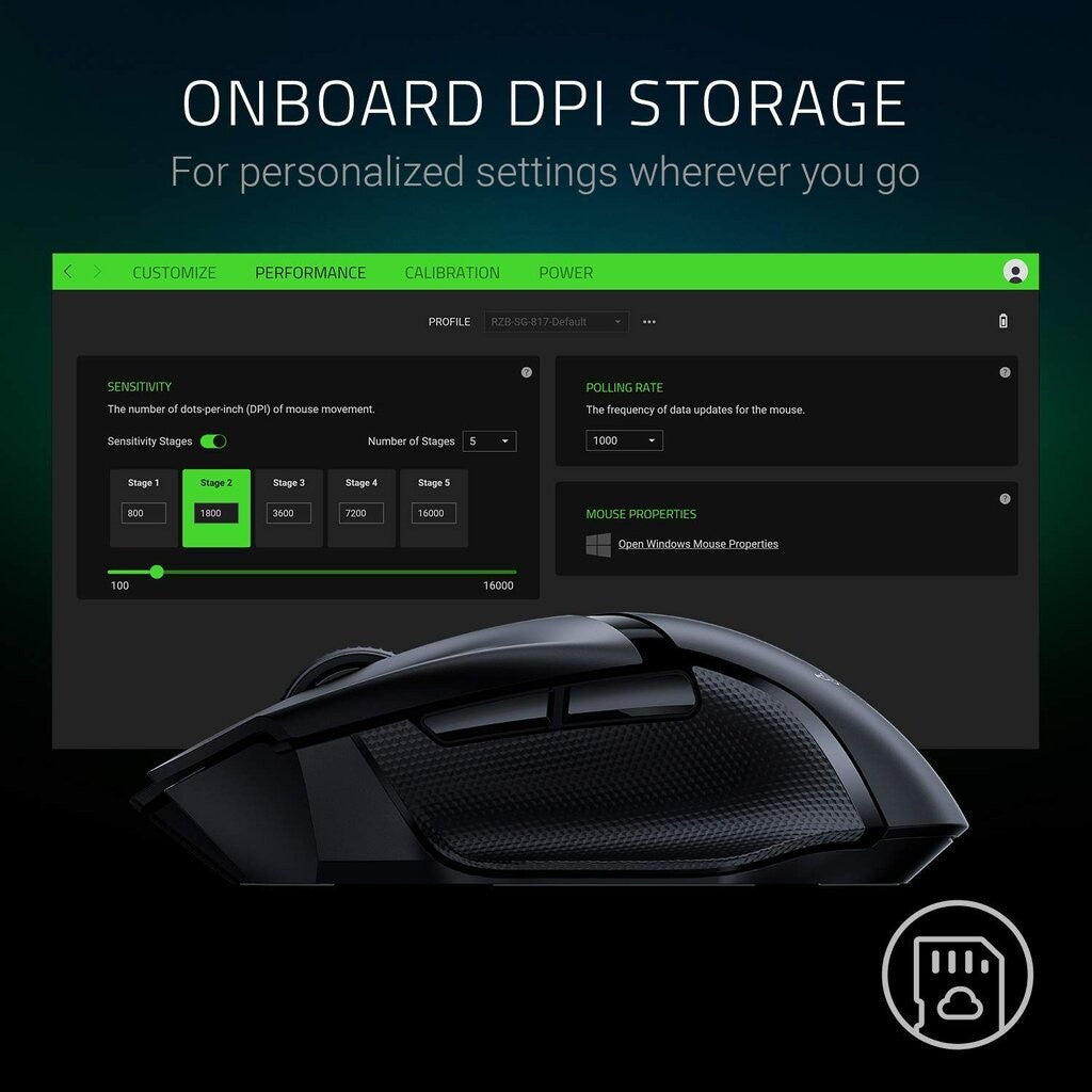 มาส์เกมมิ่ง Razer Gaming Mouse Basilisk X Hyperspeed Black