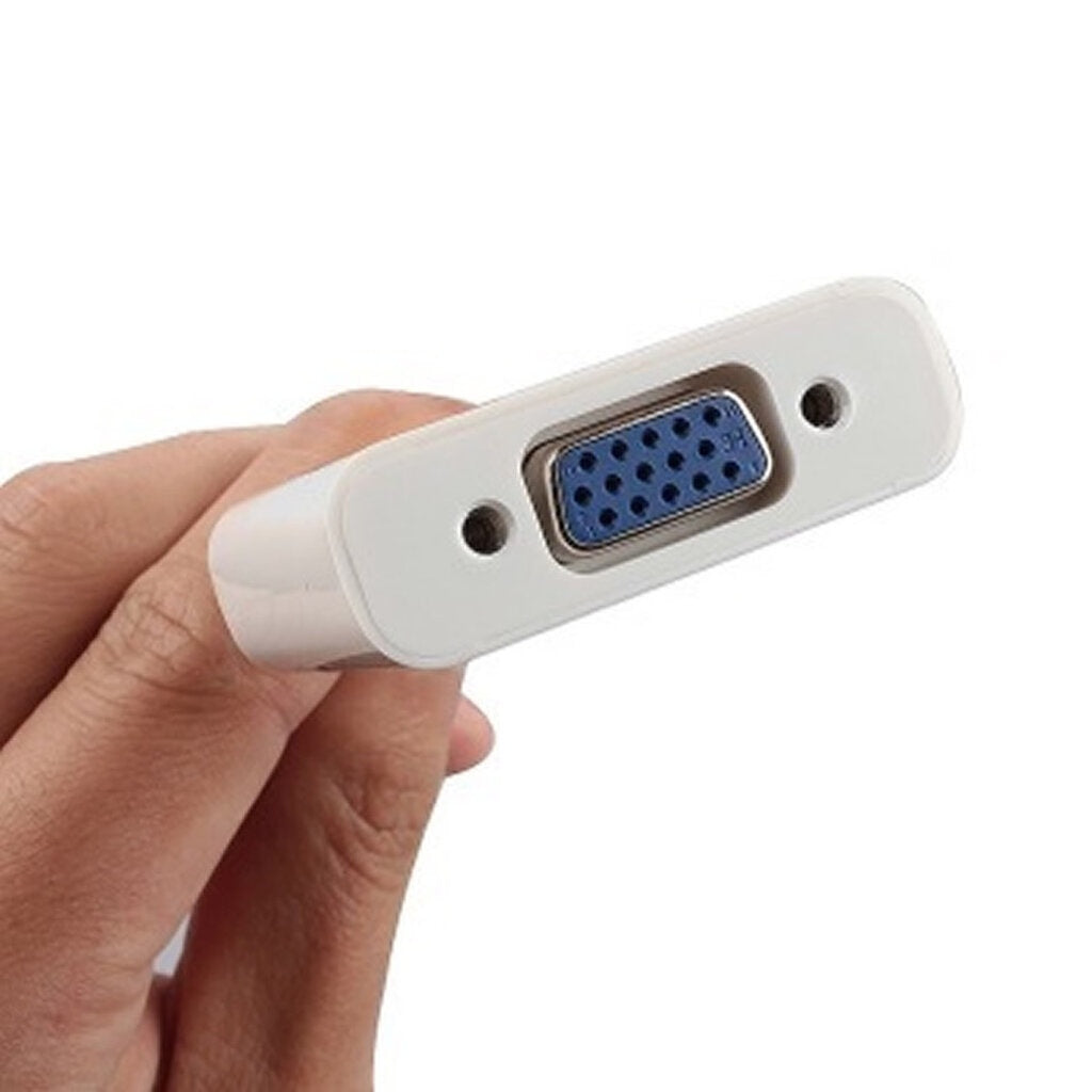 หัวแปลงพอร์ต HDMI TO VGA+AUX(สีขาว) แถมสายAUX Converter Adapter
