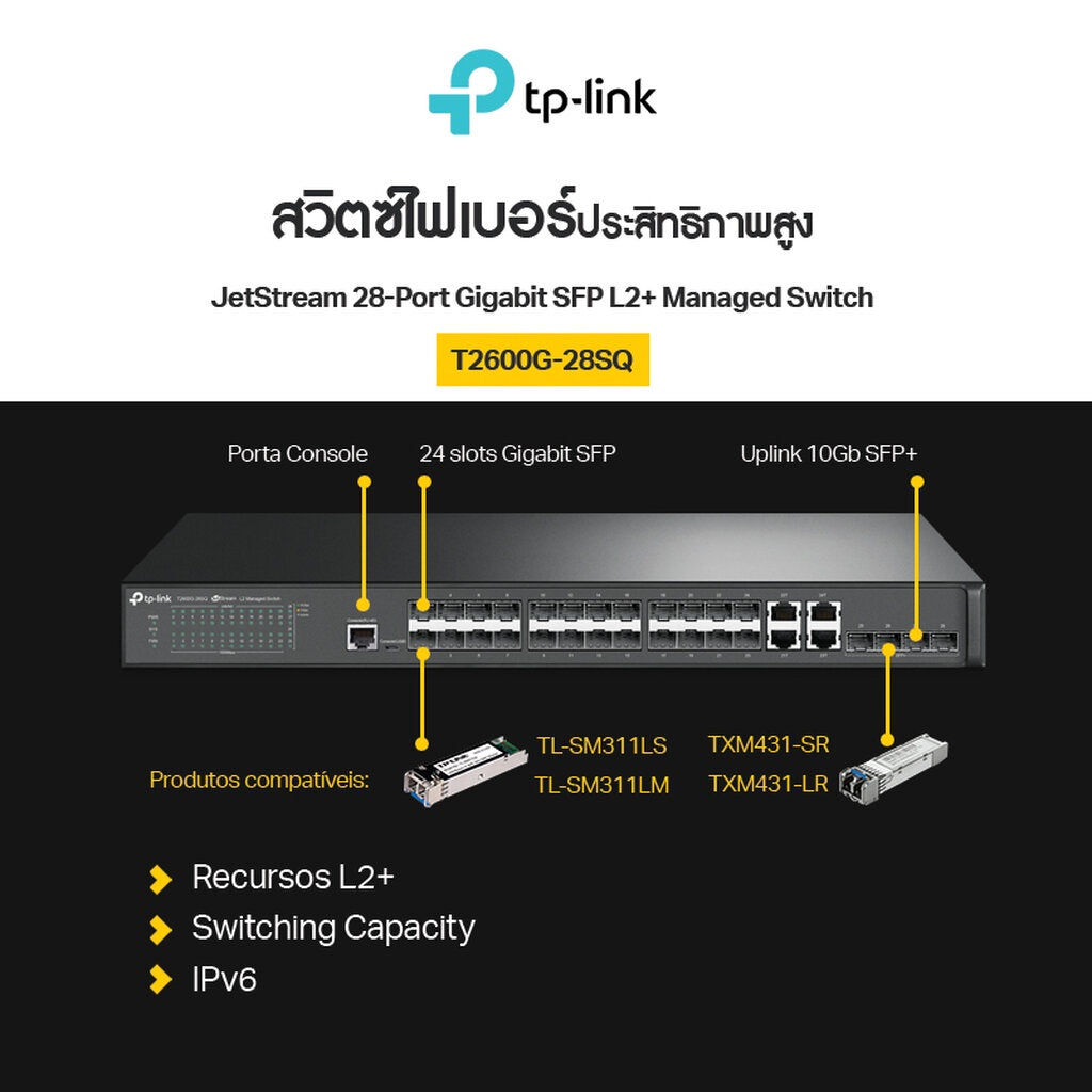 T2600G-28SQ JETSTREAM 28-PORT GIGABIT SFP L2+ MANAGED SWITCH รับประกันตลอดอายุการใช้งาน