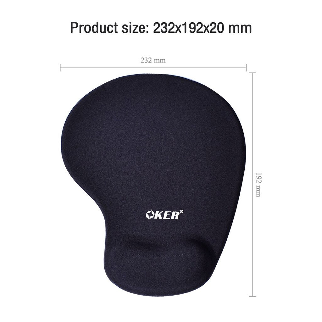 OKER PA-01 BLACK GEL WARE MOUSE-PAD แผ่นรองเมาส์ มีที่รองข้อมือ