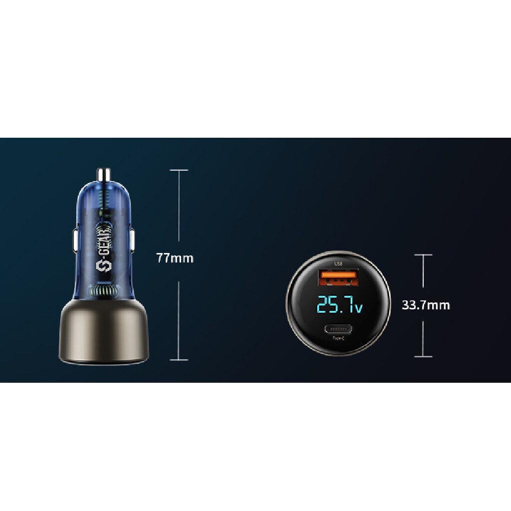 S-GEAR CAR CHARGER 2 port Type-A and Type-C (CC-01-72W-BL#)