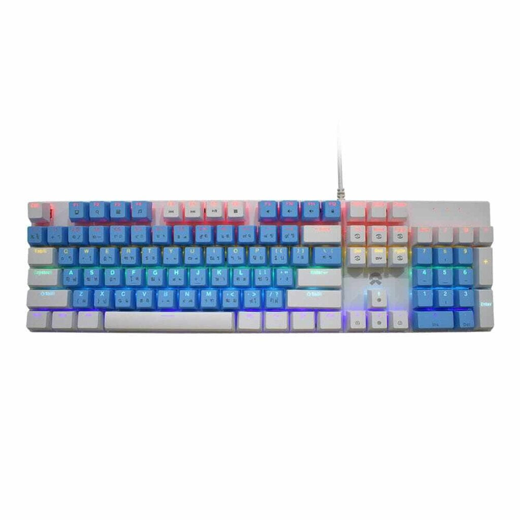 OKER K458 WHITE/BLUE MIXED BACKLIT GAMING KEYBORAD คีย์บอร์ดเกมมิ่ง