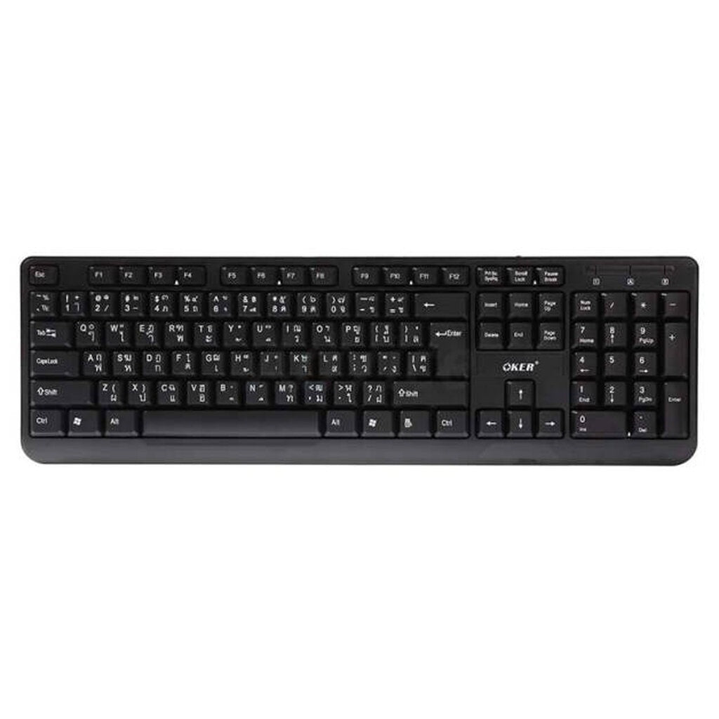 OKER KB-318 BLACK SLIM+DESKTOP KEYBOARD USB WATERPOOF KEYBOARD รับประกัน1ปี