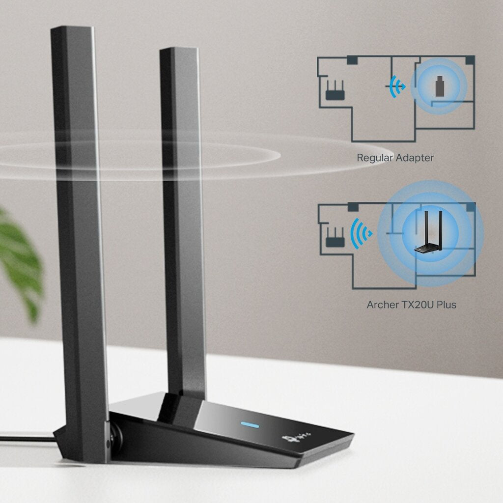 TP-LINK ARCHER TX20U PLUS AX1800 DUAL ANTENNAS HIGH GAIN WIRELESS USB ADAPTER