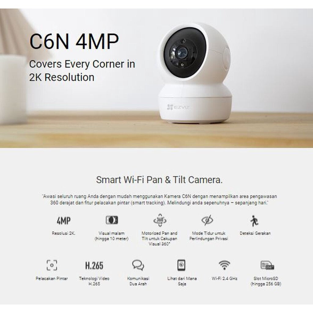 EZVIZ C6N 2MP + เมมโมรี่ 32GB  กล้องวงจรปิดไร้สายรองรับ WIFI สามารถหมุนได้