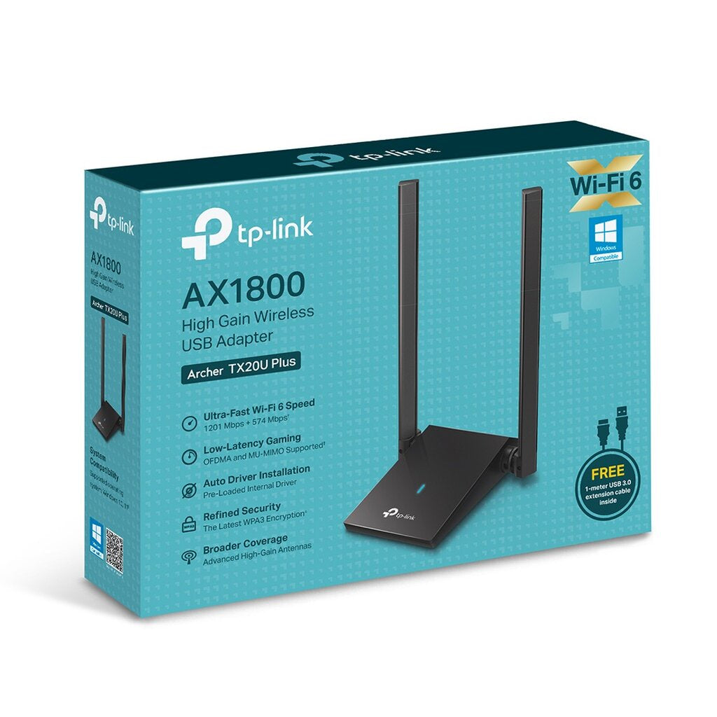 TP-LINK ARCHER TX20U PLUS AX1800 DUAL ANTENNAS HIGH GAIN WIRELESS USB ADAPTER