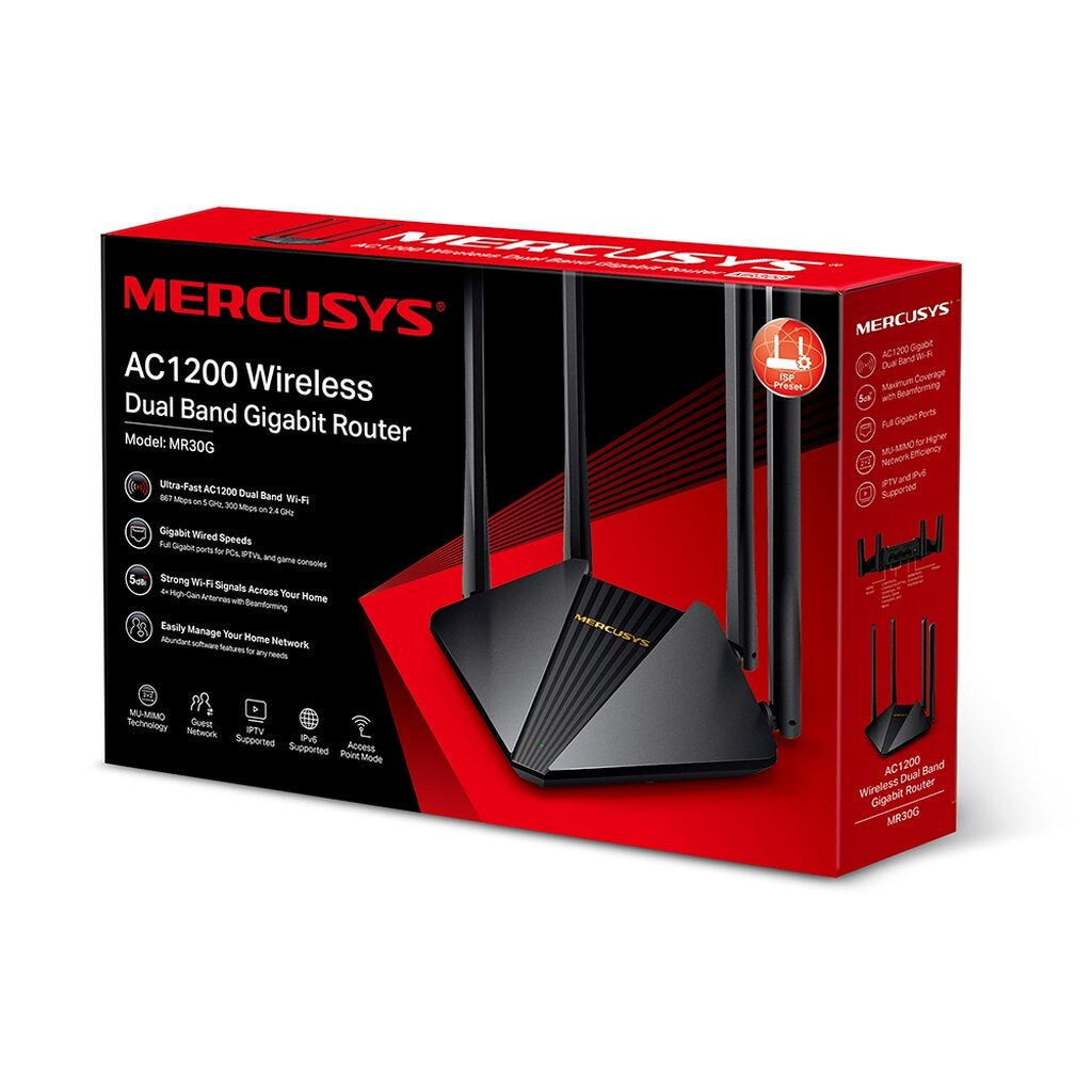 MERCUSYS MR30G V.2023 AC1200 WIRELESS DUAL BAND GIGABIT ROUTER ประกัน 1 ปี