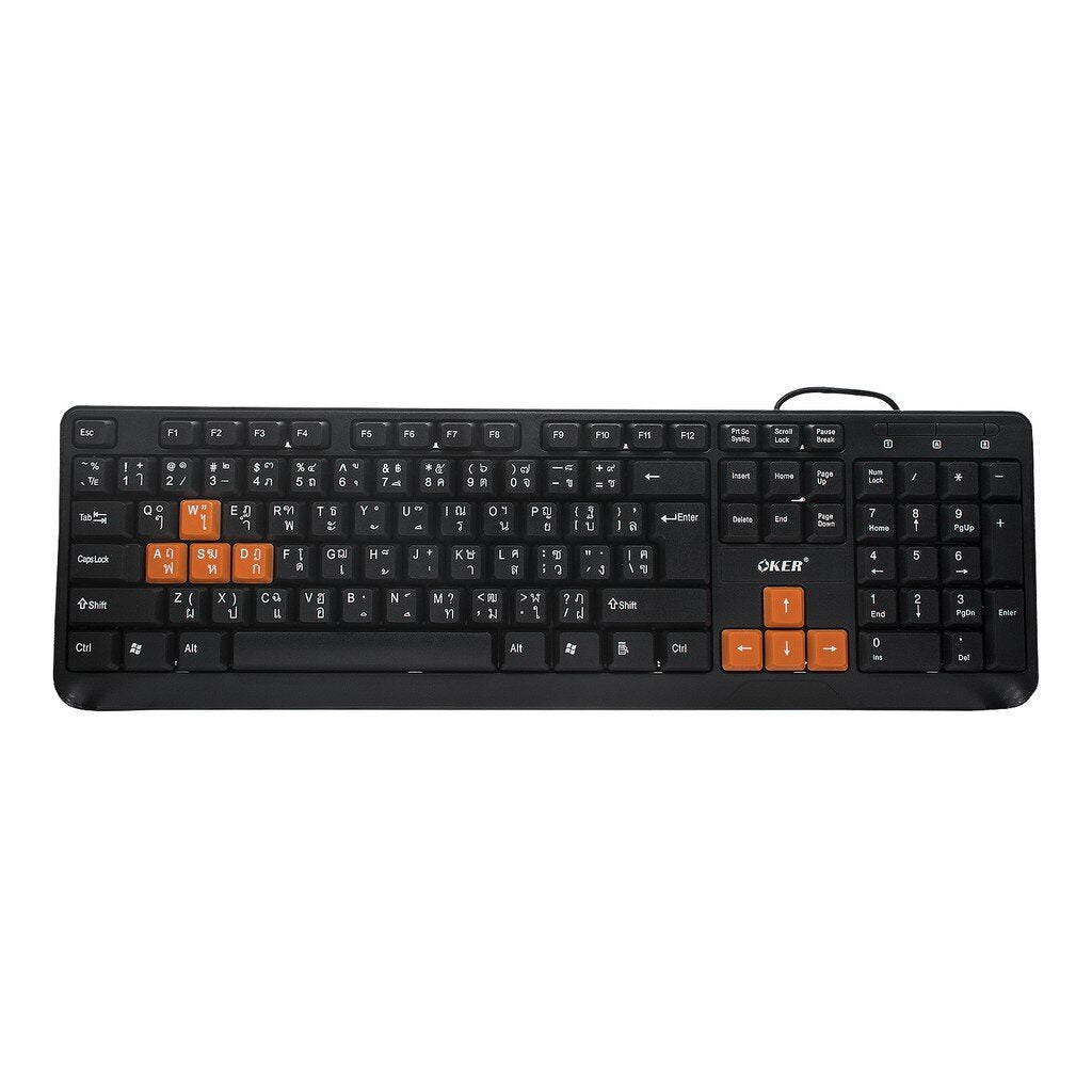 OKER KB-318 BLACK/ORANGE SLIM+DESKTOP KEYBOARD USB WATERPOOF KEYBOARD