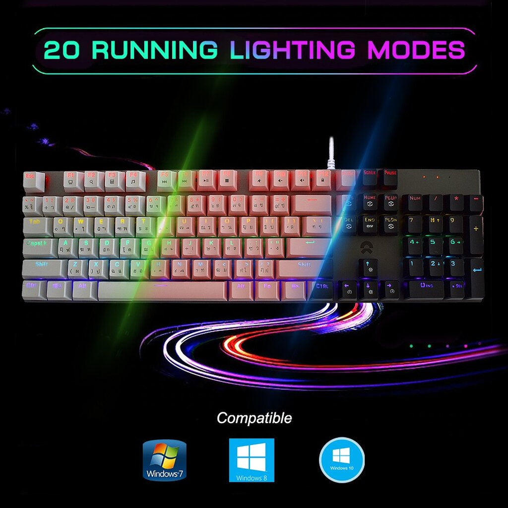 OKER K428 PINK KEYBOARD GAMING MECHANICAL BACKLIT BLUESWITCH