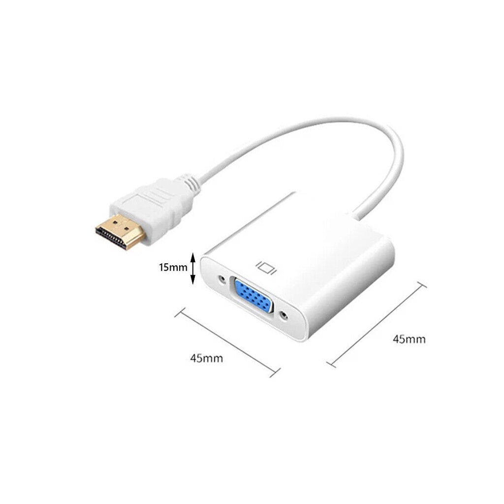 หัวแปลงพอร์ต HDMI TO VGA+AUX(สีขาว) แถมสายAUX Converter Adapter