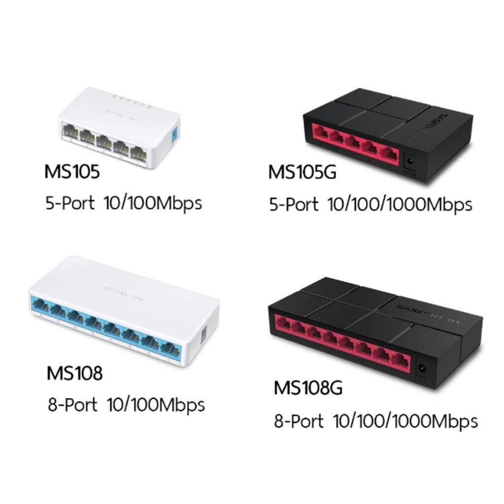 MERCUSYS MS105 MS108 MS105G MS108G DESKTOP SWITCH รับประกัน 3 ปี