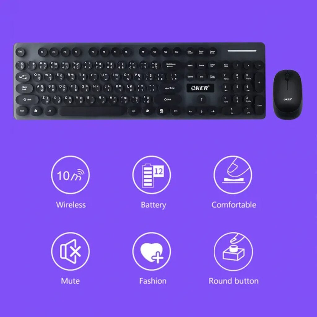 OKER K520 BLACK WIRELESS KEYBOARD MOUSE COMBO SET