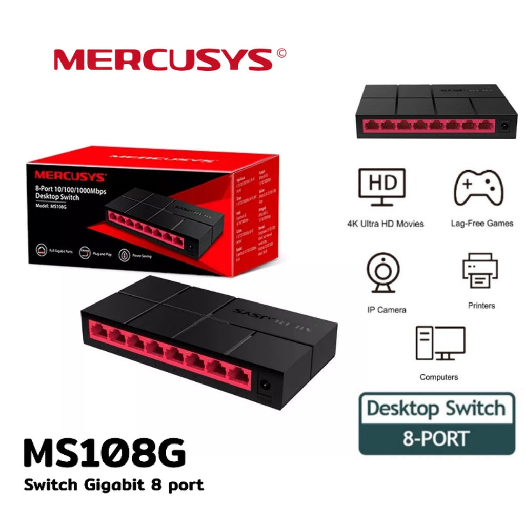 MERCUSYS MS105 MS108 MS105G MS108G DESKTOP SWITCH รับประกัน 3 ปี