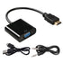 หัวแปลงพอร์ต HDMI to VGA+AUX+MICRO USB สีดำ Converter Adapter