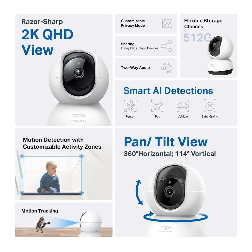 TP-LINK TAPO C220 2K+ QHD 4MP Ai Home Security WiFi Camera กล้องวงจรปิด รับประกัน 2 ปี