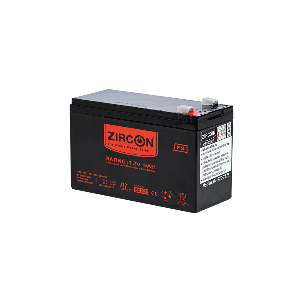 ZIRCON BATTERY 12V 9.0AH  รับประกันสินค้า 1 ปี