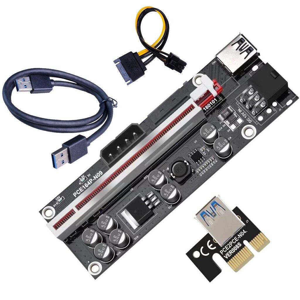 Riser Card 009S Plus สายไรเซอร์การ์ดจอ PCIE มีไฟ LED บอกสถานะ for Bitcoin