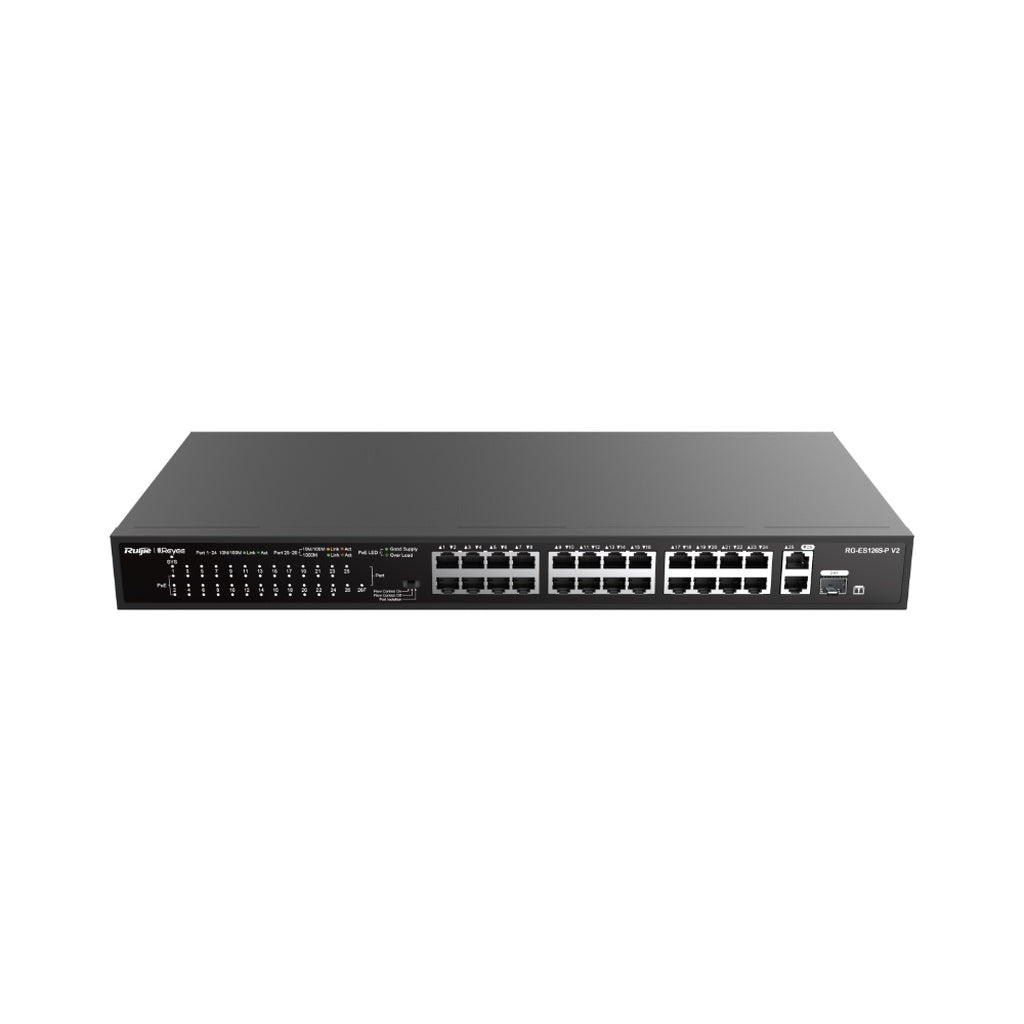 RUIJIE (RG-ES126S-P) 24-Port 10/100 Mbps with 2-Port Gigabit Rackmount PoE Switch
