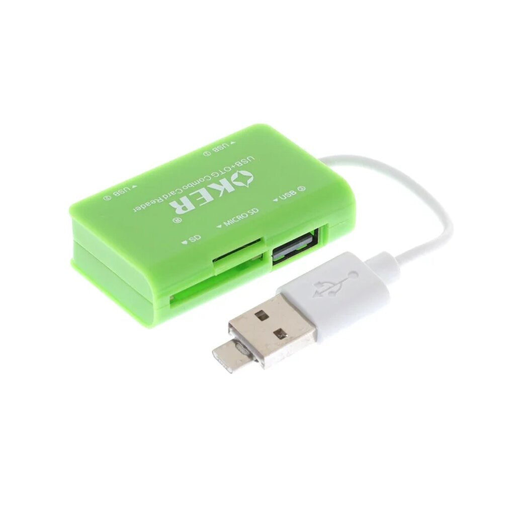 OKER C-1505 GREEN USB CARD R/W TWO IN ONE CARD READER+HUB รับประกัน 1ปี