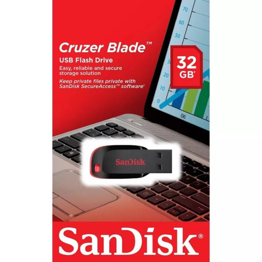 SANDISK FLASH DRIVE CRUZER BLADE 32GB BLACK USB 2.0 (SDCZ50_032G_B35)