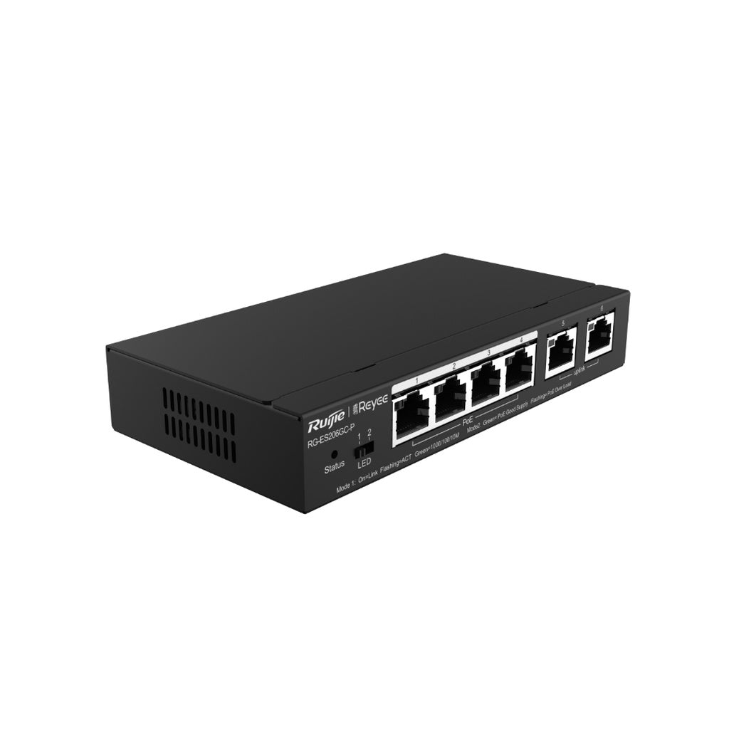 RUIJIE RG-ES206GC-P 6-Port Gigabit Managed Switch with 4 PoE+ Ports