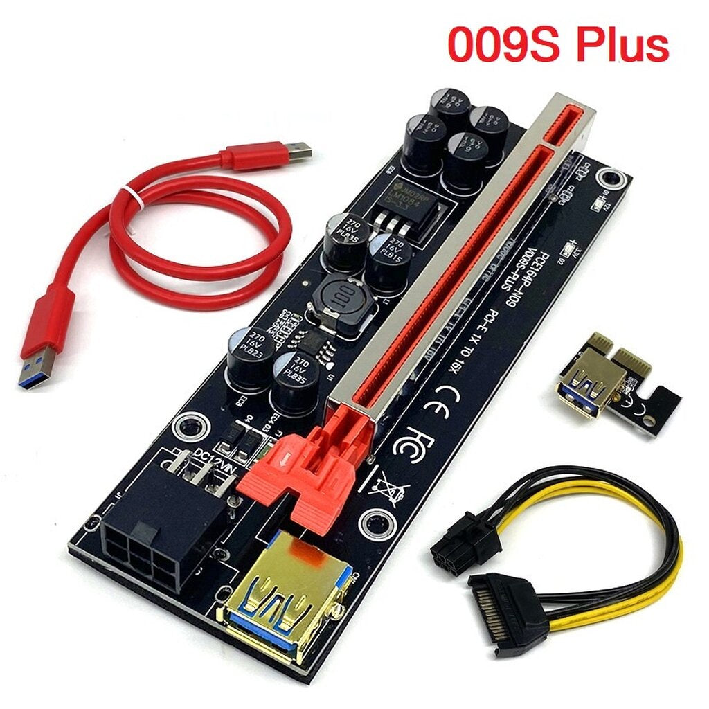 Riser Card 009S Plus สายไรเซอร์การ์ดจอ PCIE มีไฟ LED บอกสถานะ for Bitcoin