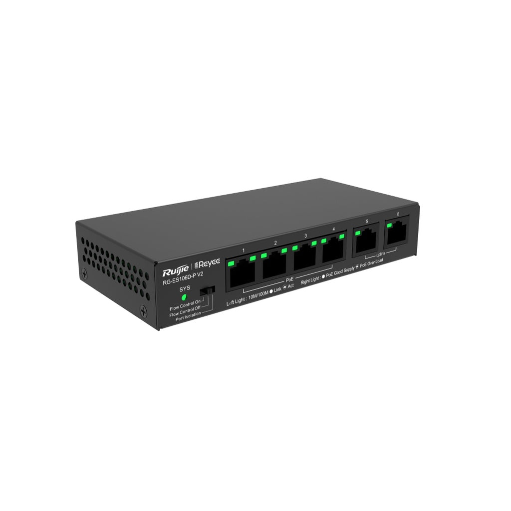RUIJIE (RG-ES106D-P V2) 6-port 10/100Mbps Desktop Unmanaged Switch