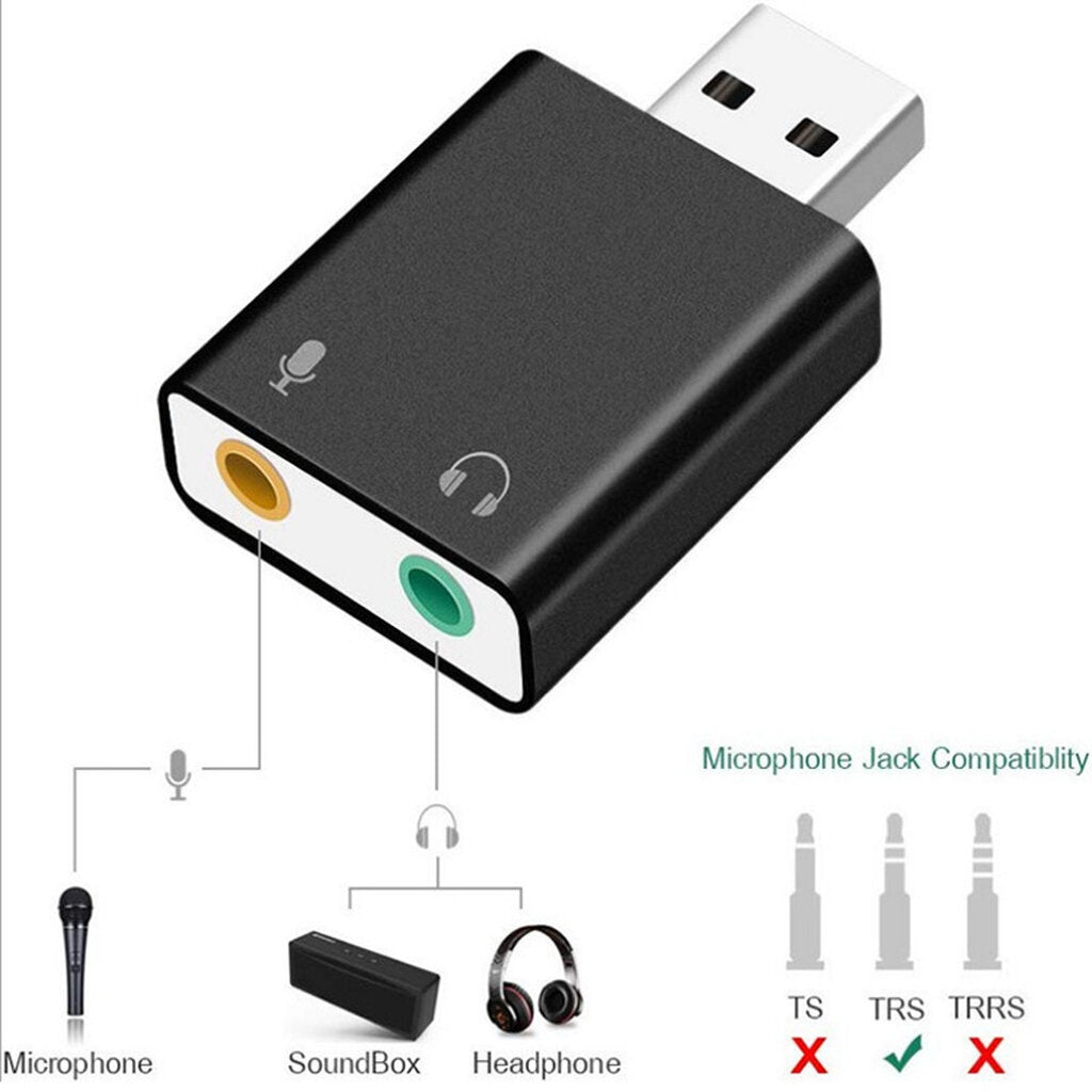NAVA IT USB SOUND CARD สีดำ 7.1 USB TO 3.5 มม. ADAPTER สำหรับ PC แล็ปท็อป