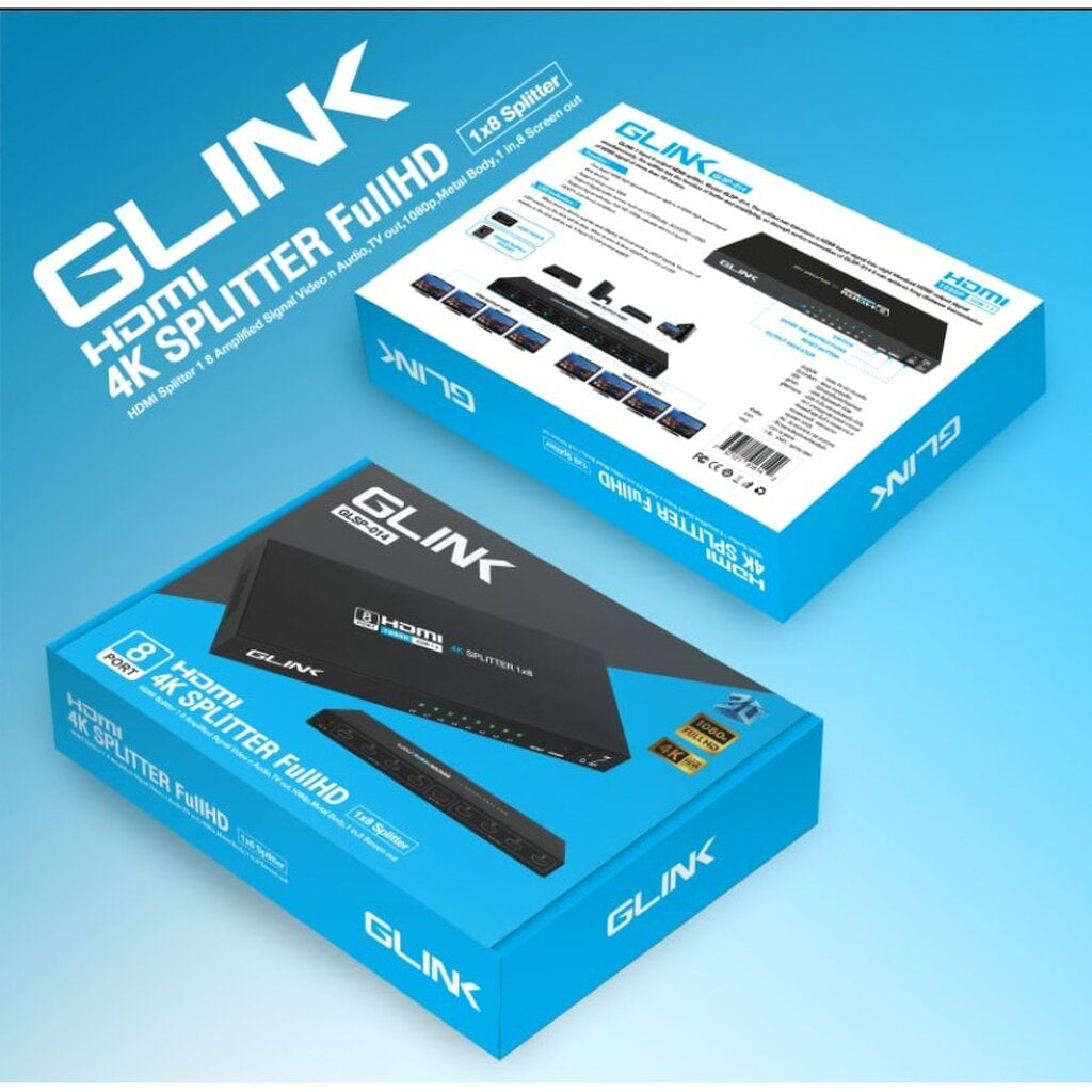 GLINK GLSP-014 4K HDMI SPLITTER GLINK 1:8 PORT FULLHD 1080P รับประกัน 1ปี