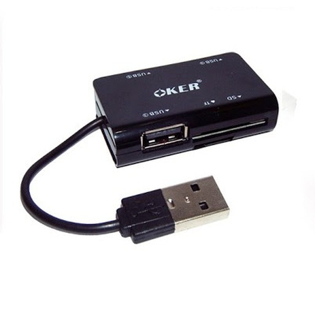 OKER C-1505 BLACK USB CARD R/W TWO IN ONE CARD READER+HUB รับประกัน 1ปี