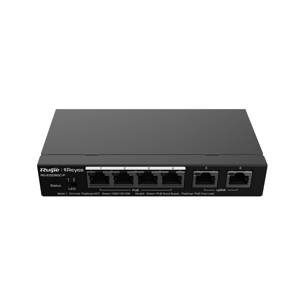 RUIJIE RG-ES206GC-P 6-Port Gigabit Managed Switch with 4 PoE+ Ports
