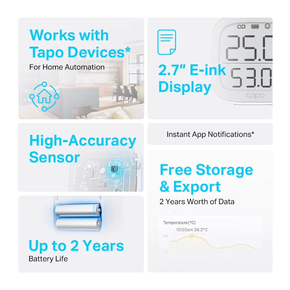 TAPO T315 Smart Temperature & Humidity Monitor ตรวจวัดอุณหภูมิและความชื้นด้วยความแม่นยำ ใช้งานร่วมกับ Tapo Hub