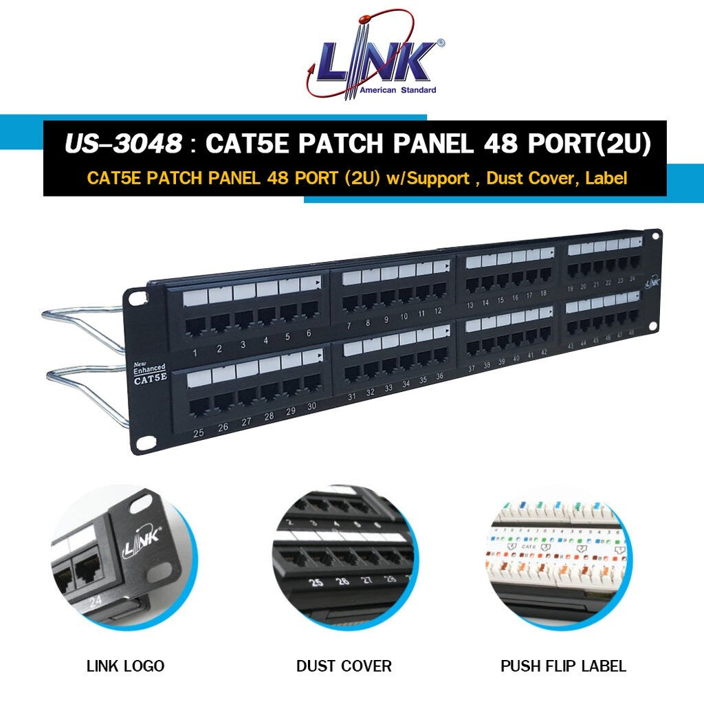 LINK US-3048 PATCH PANEL 48 PORT CAT5E
