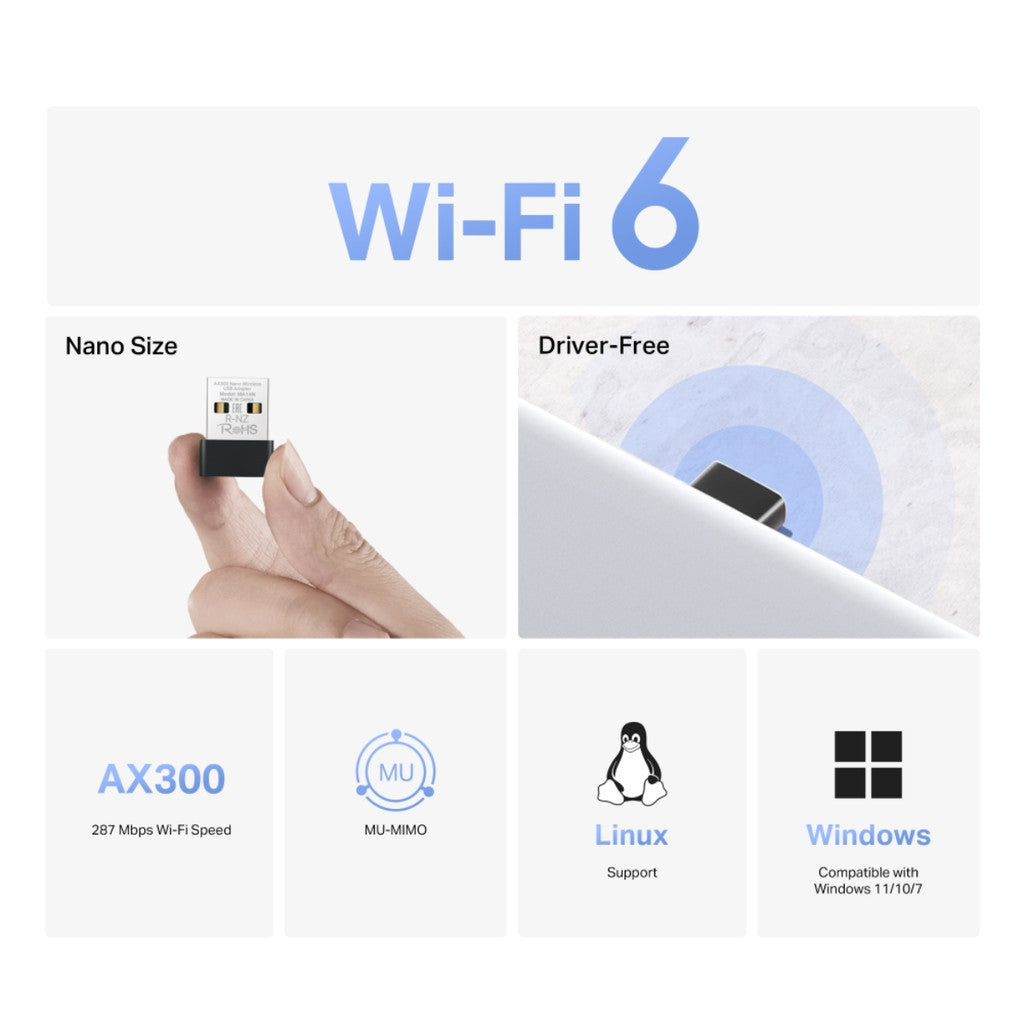 MERCUSYS MA14N USB อะแดปเตอร์ไวเลสนาโนไร้สาย AX300