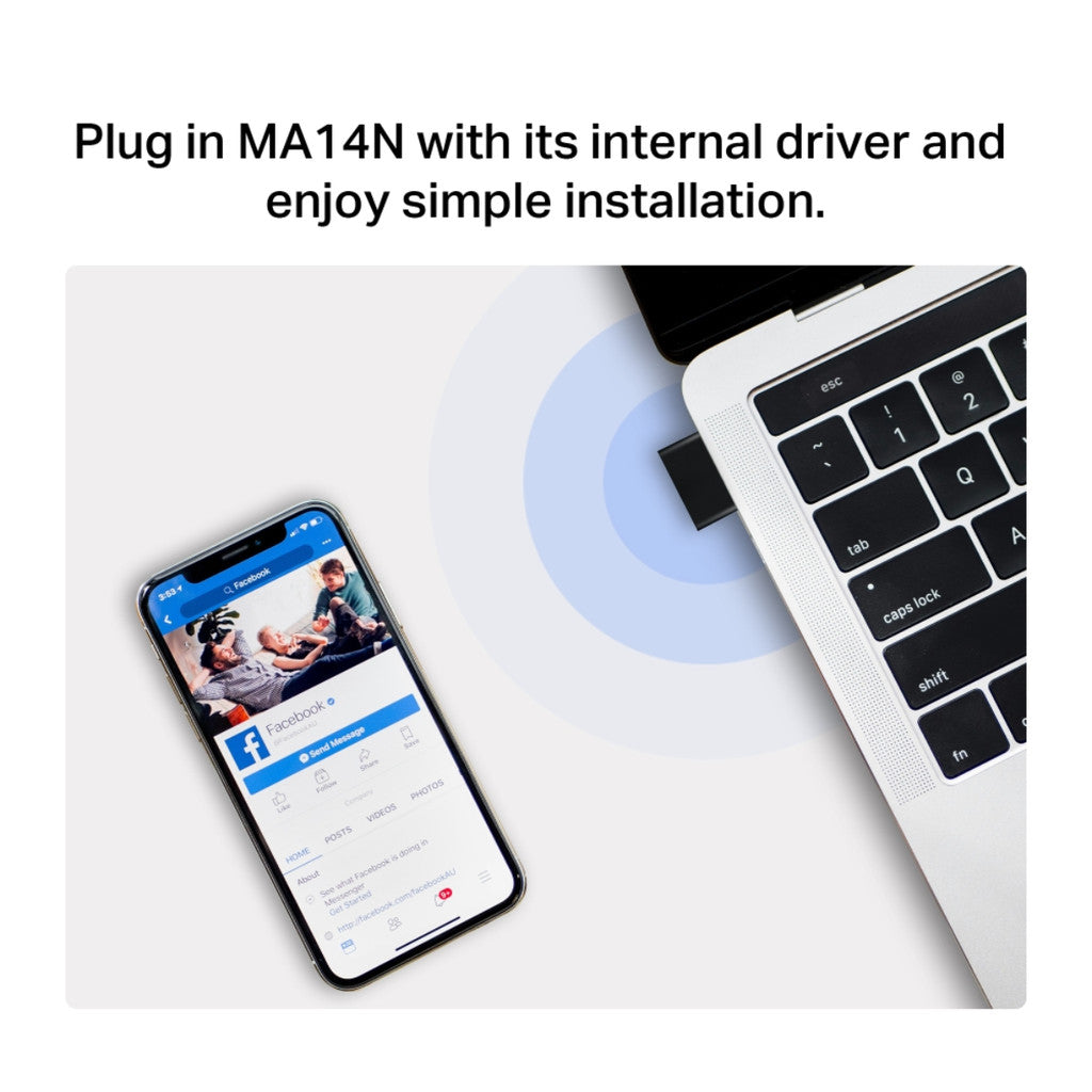 MERCUSYS MA14N USB อะแดปเตอร์ไวเลสนาโนไร้สาย AX300