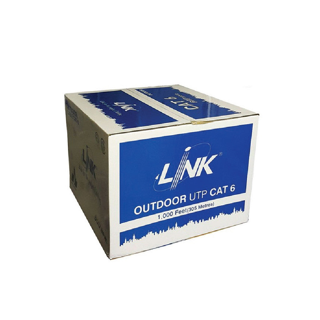 LINK US-9106MD สายแลนภายนอก มีลวดสลิง CAT6 UTP Cable สีดำ 305 เมตร